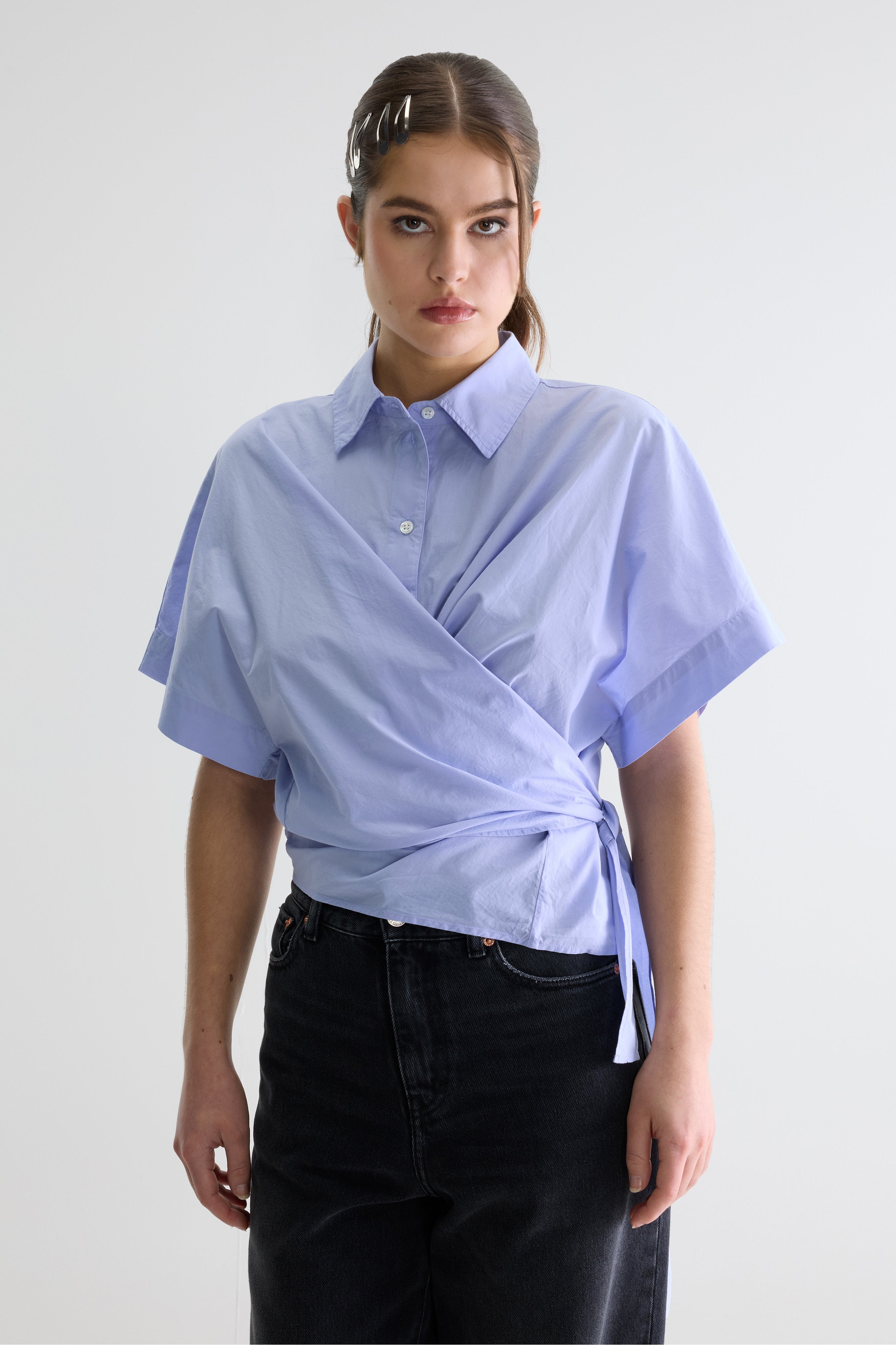 Coral Tie-up Blouse - Lavender For Women | Bellerose