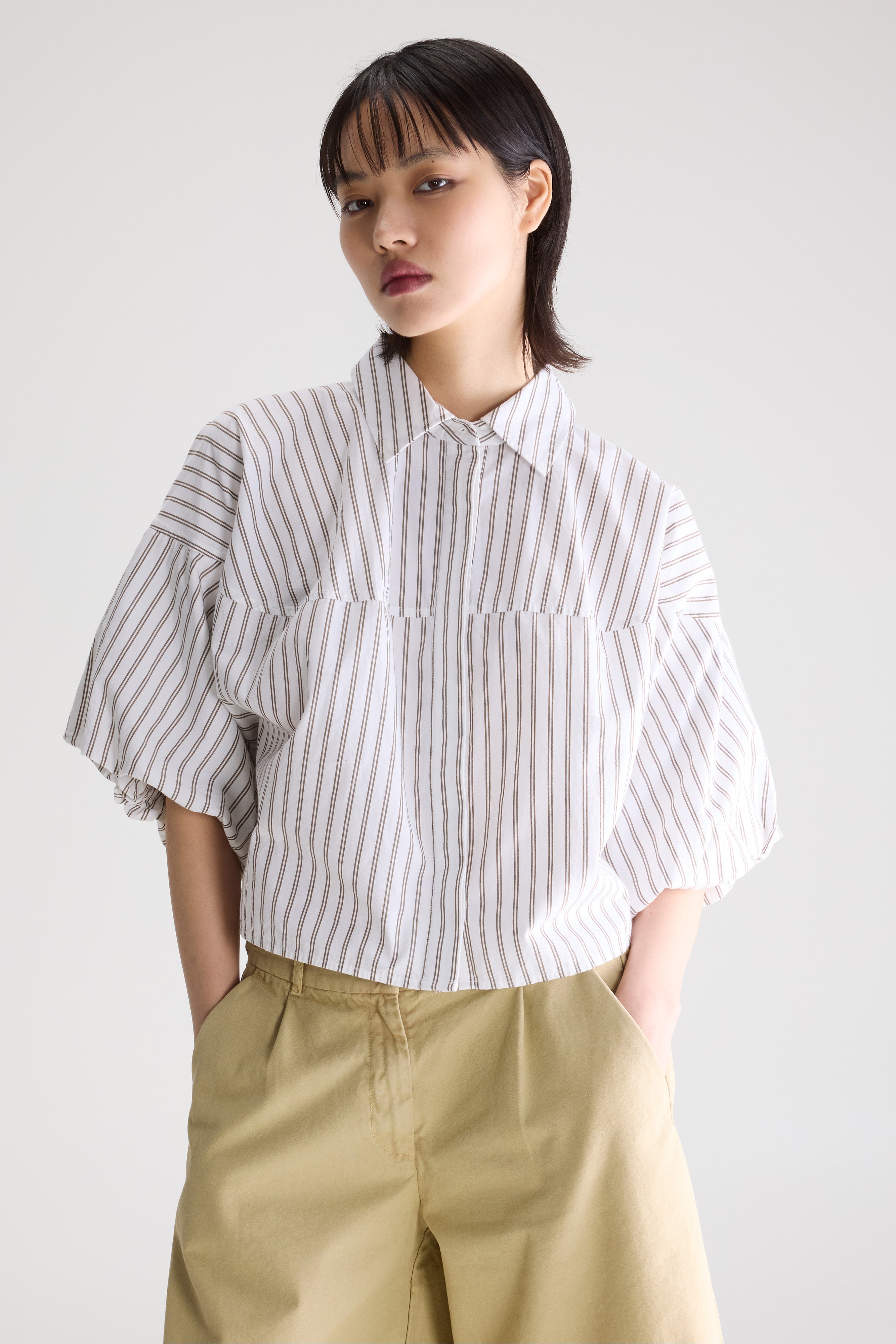 Cassy Balloon Shirt - Latte / Vintage white For Women | Bellerose