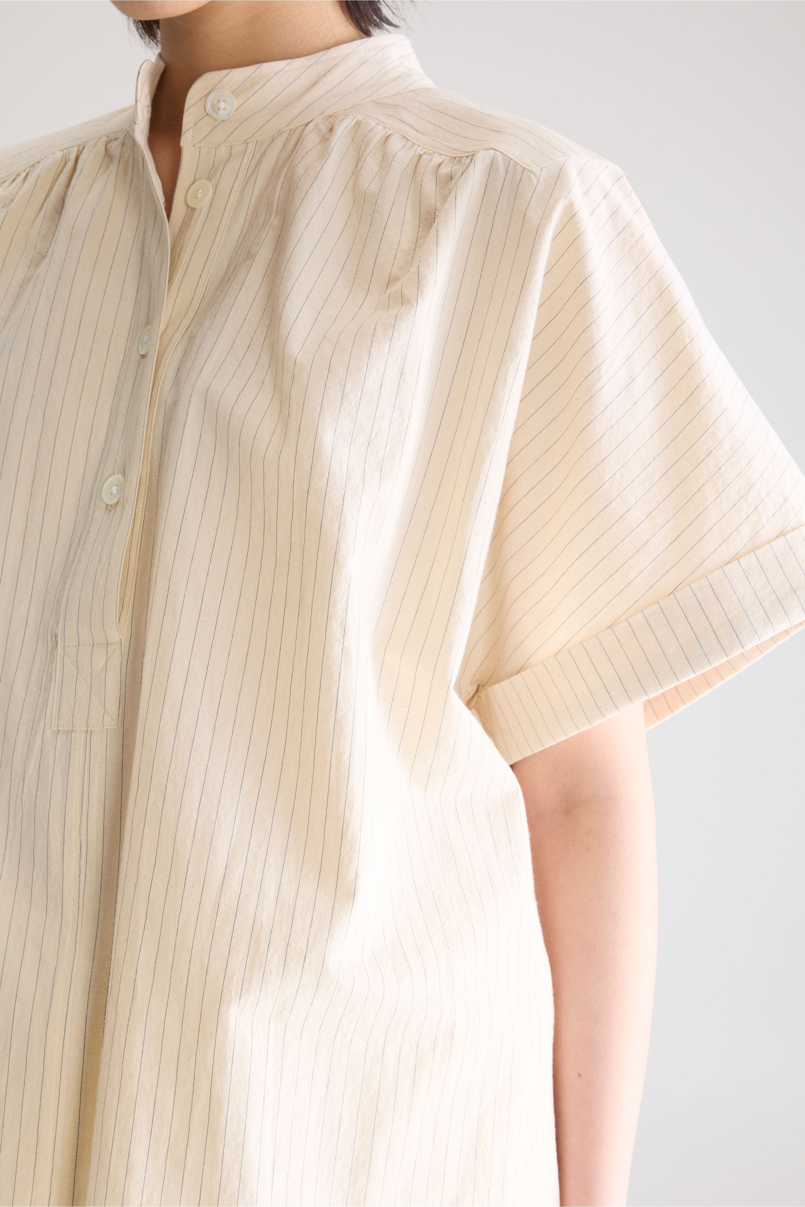 Pear short-sleeve blouse (261 / W / STRIPE A)