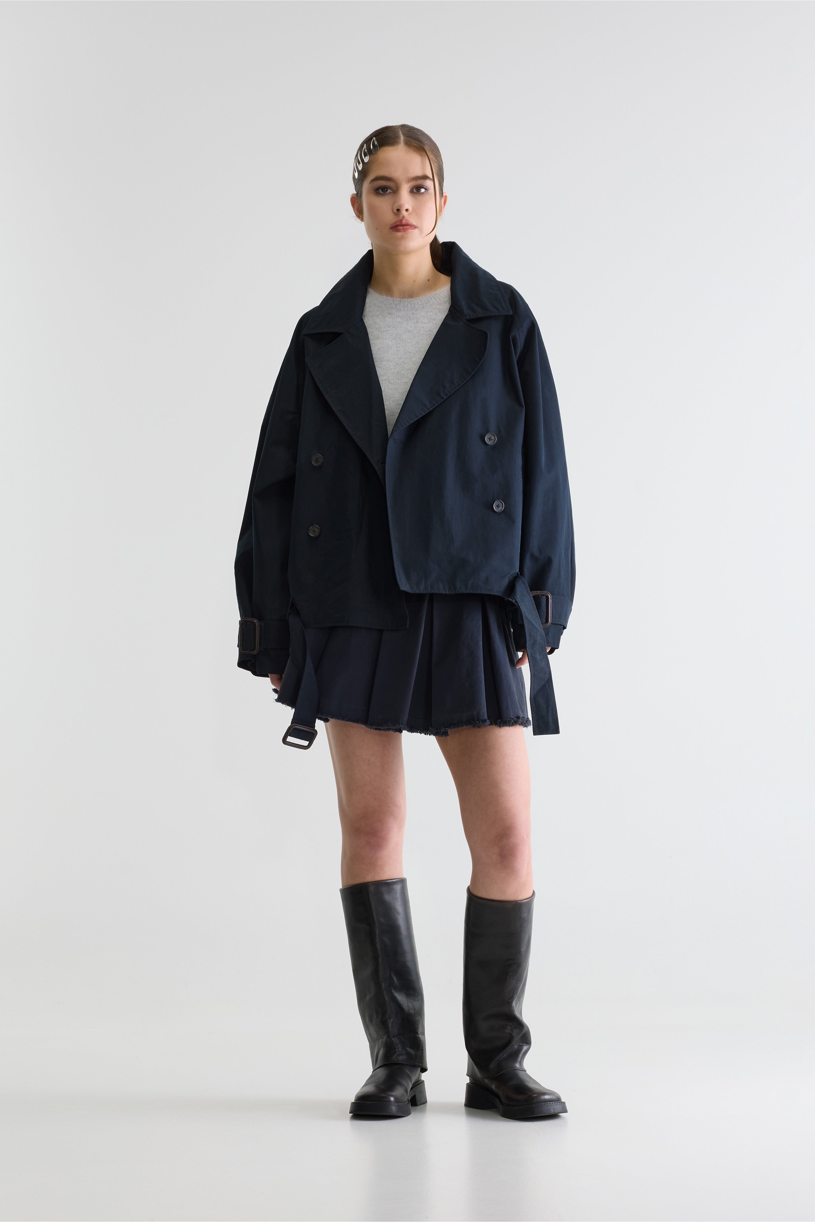 Helina korte trenchcoat (261 / W / NAVY)