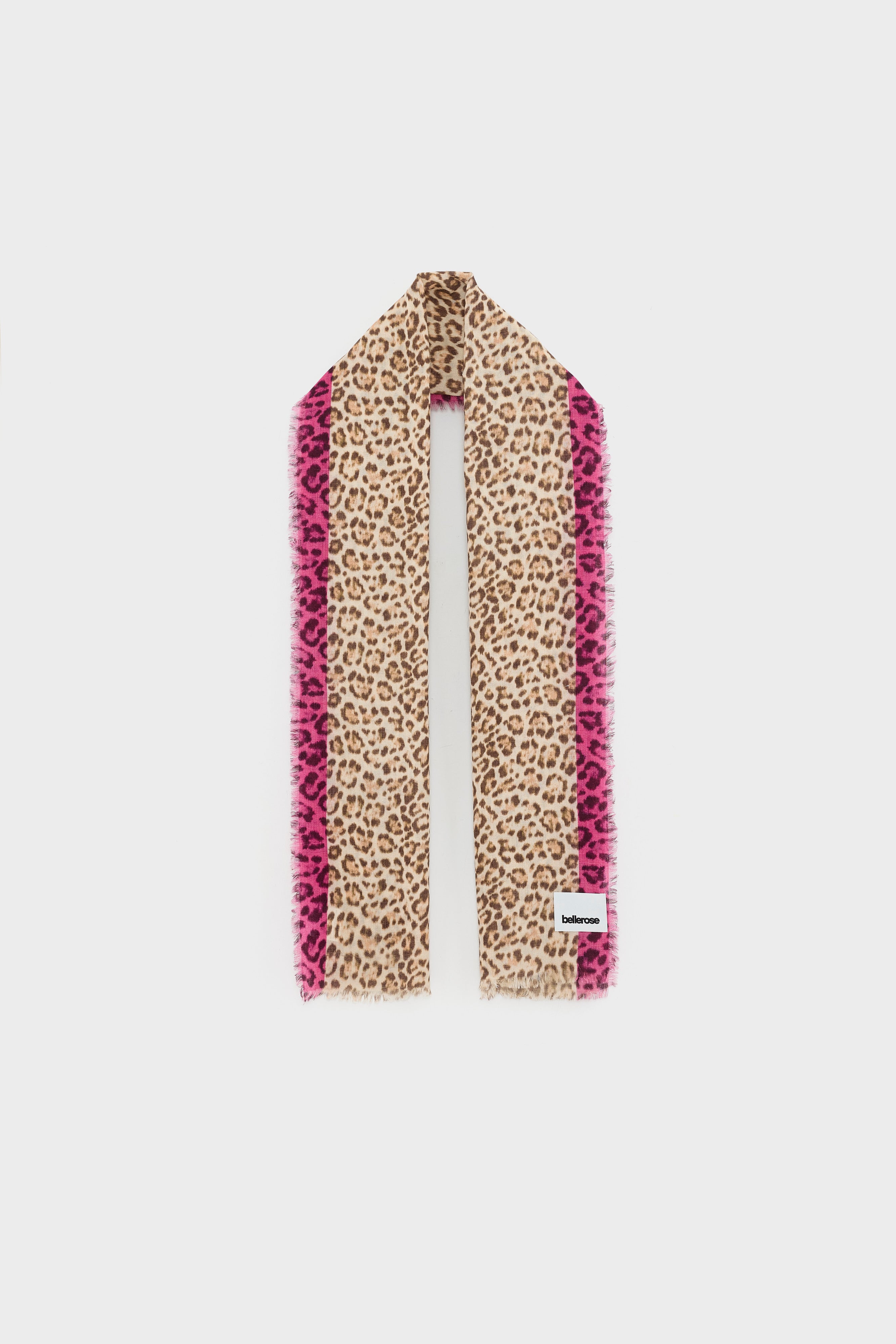 Sowo Leopard-print Scarf - Dark roast / Fluo pink / Whisper For Women | Bellerose