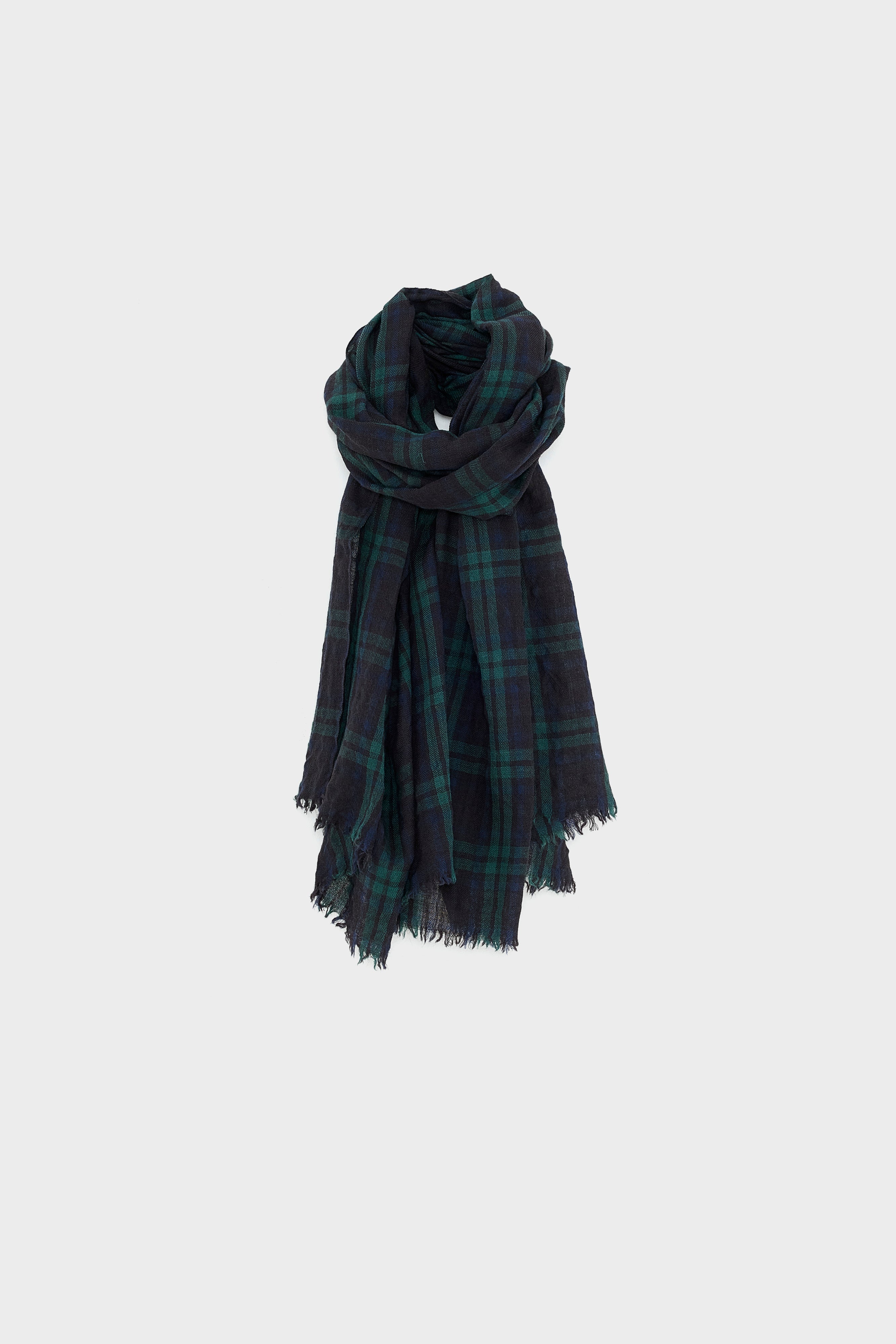 Shiki Checked Scarf - Bottle / Navy / Worker For Women | Bellerose