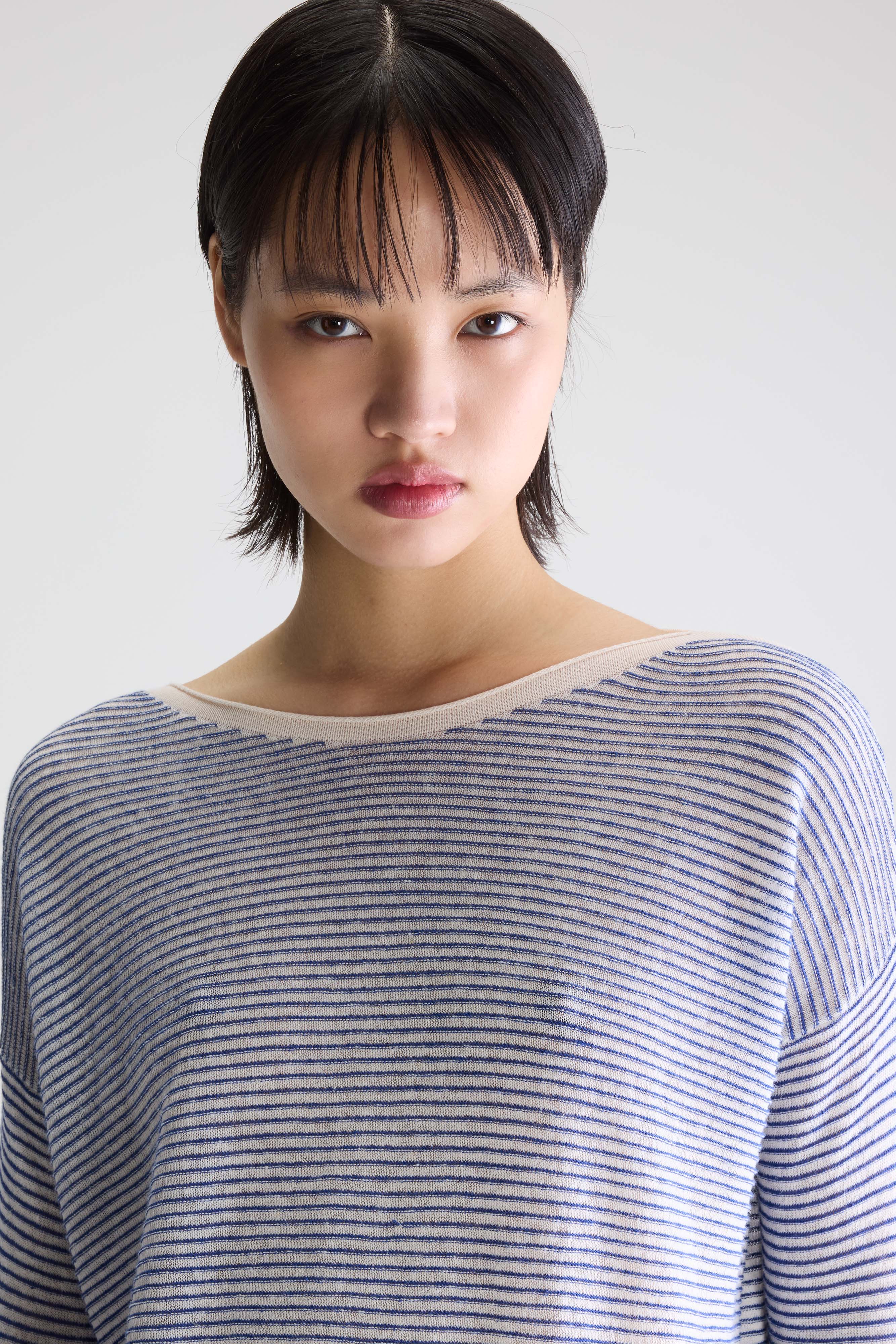 Neep boat-neck sweater (261 / W / STRIPE A)