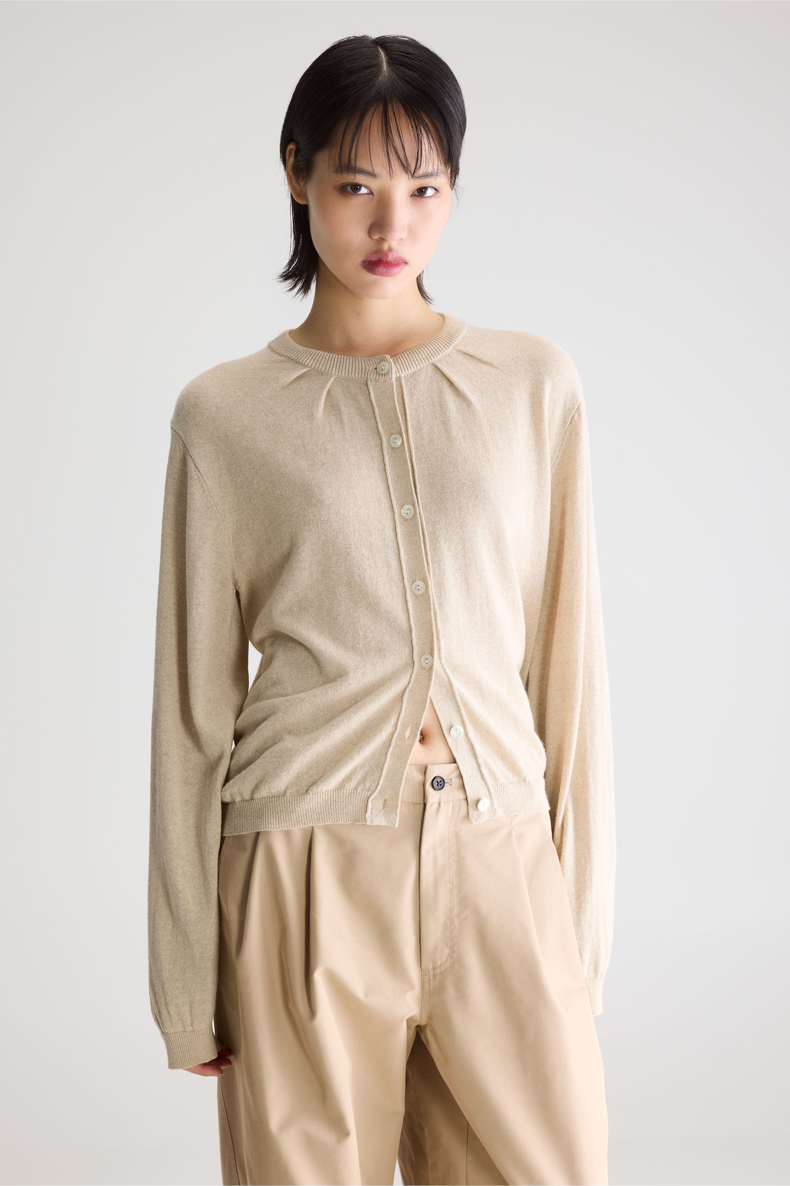 North Cardigan Met Ronde Hals - Oatmeal Voor Dames | Bellerose