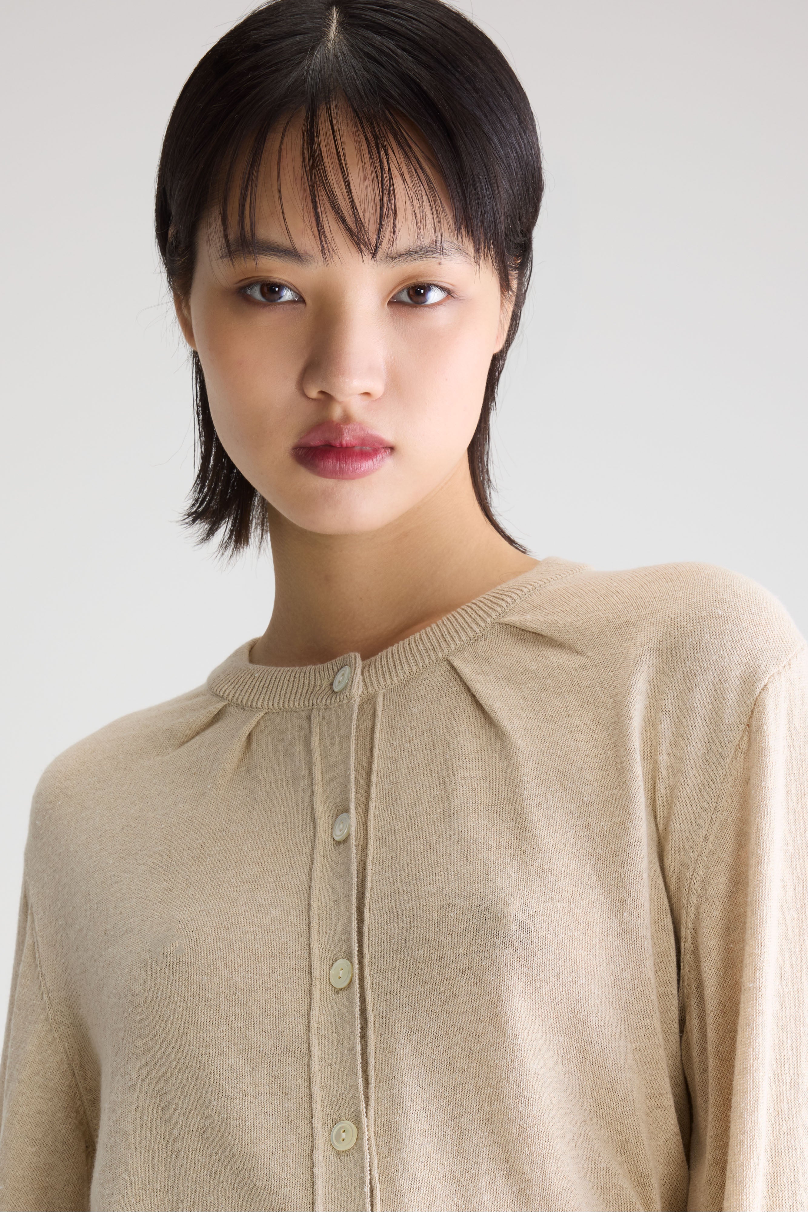 North cardigan met ronde hals (261 / W / OATMEAL)