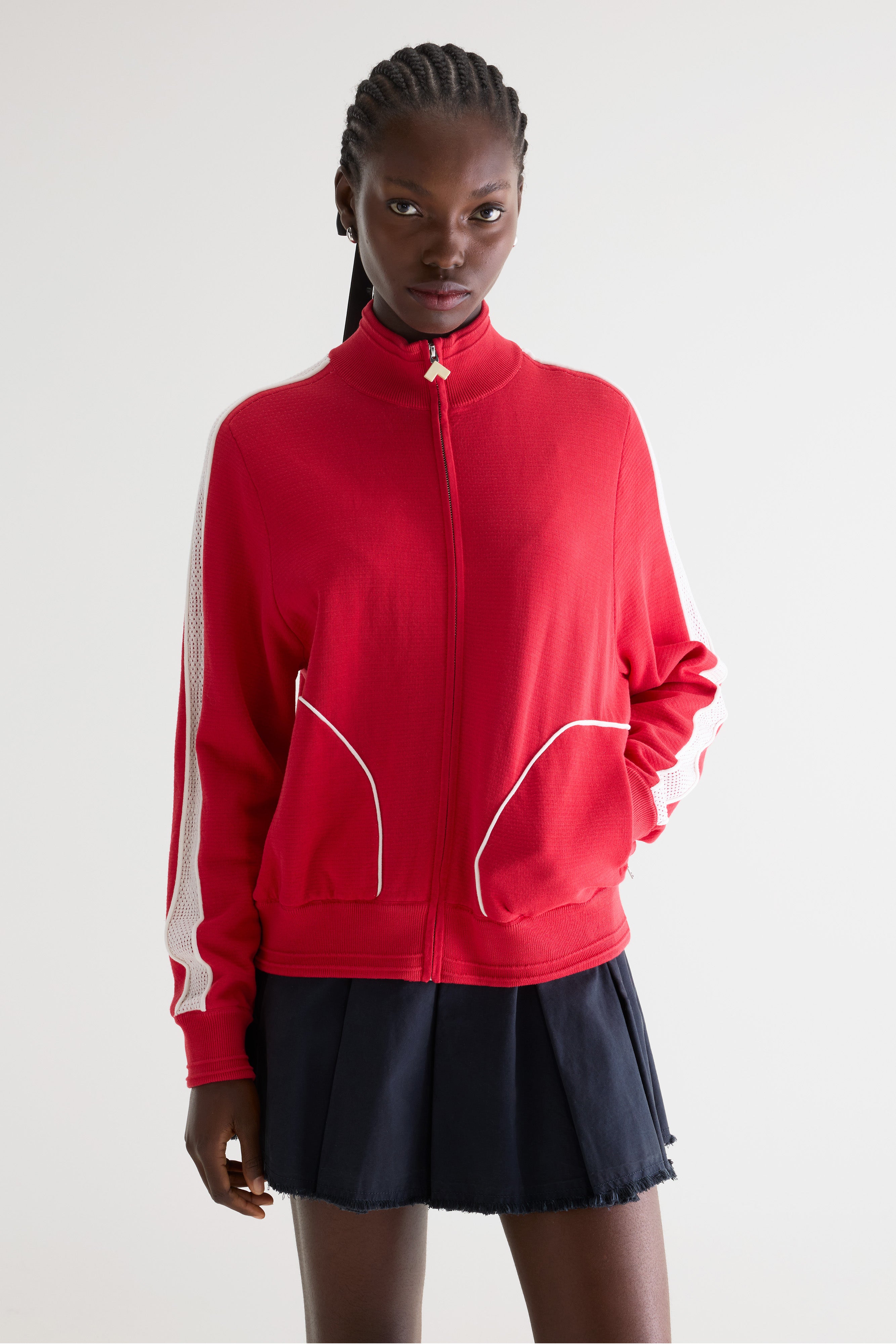 Dasy Zip-up Sweatshirt - Massai red / Vintage white For Women | Bellerose