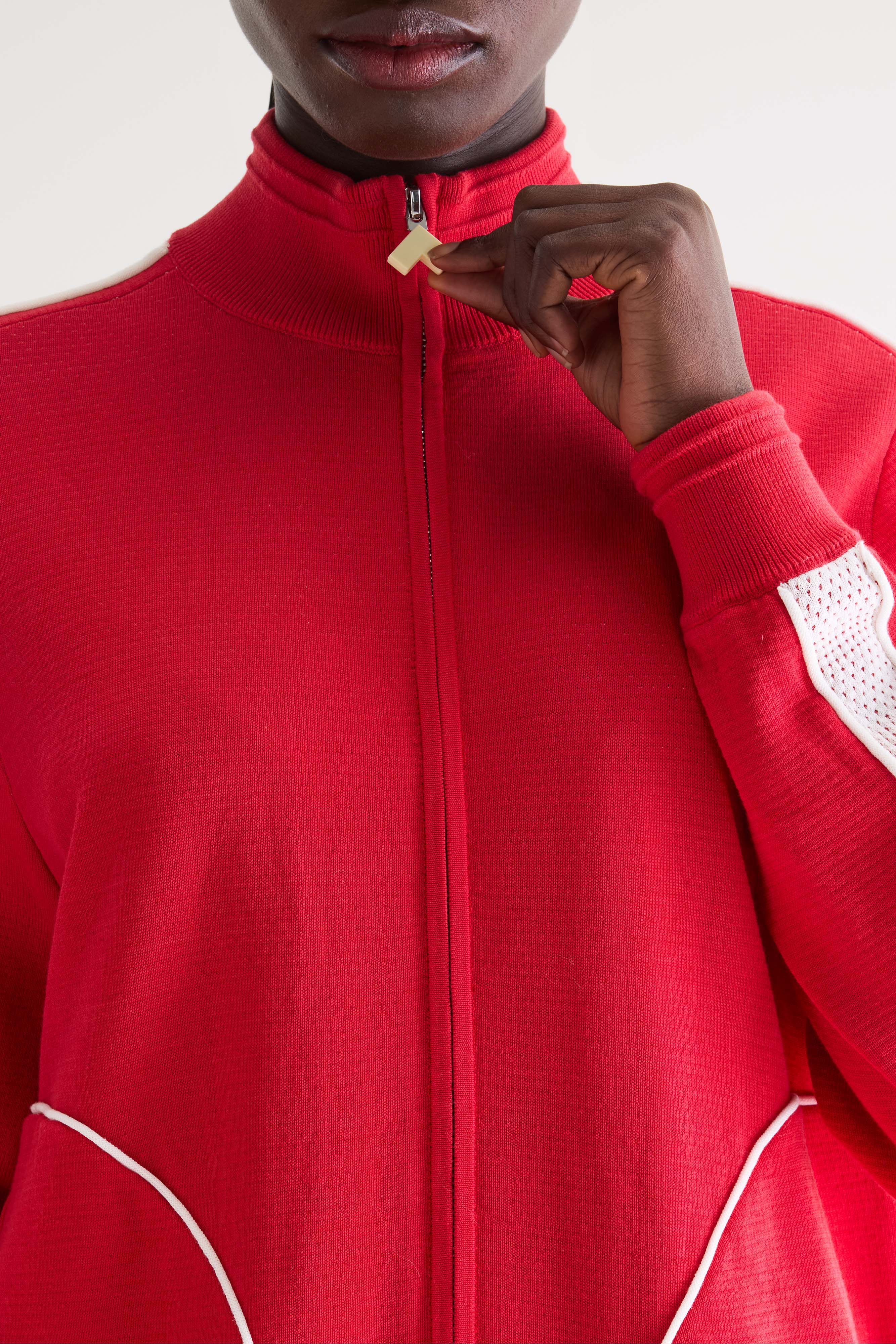Dasy Zip-up Sweatshirt - Massai red / Vintage white For Women | Bellerose