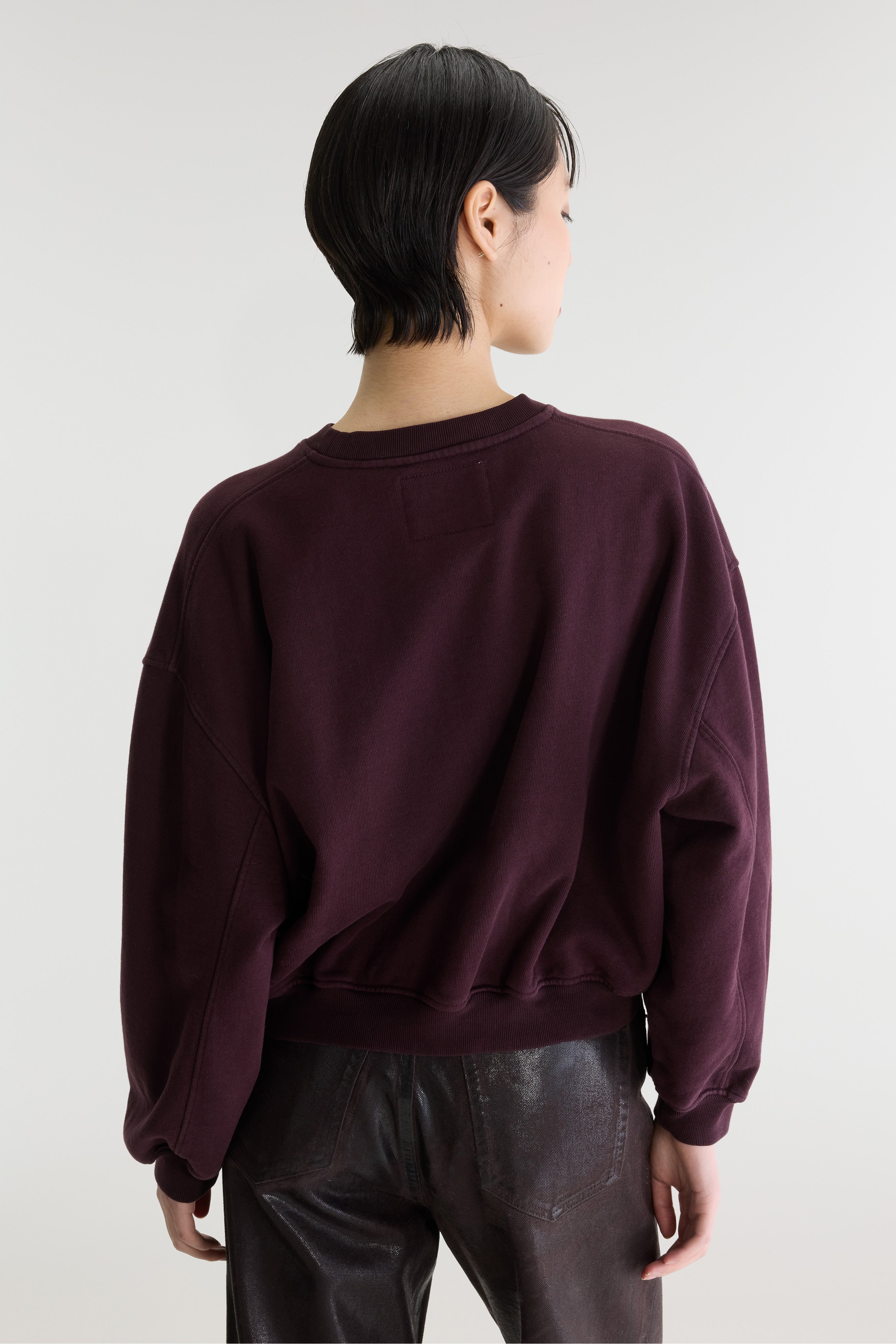Fancy cropped crewneck sweatshirt (262 / W / BURGUNDY)