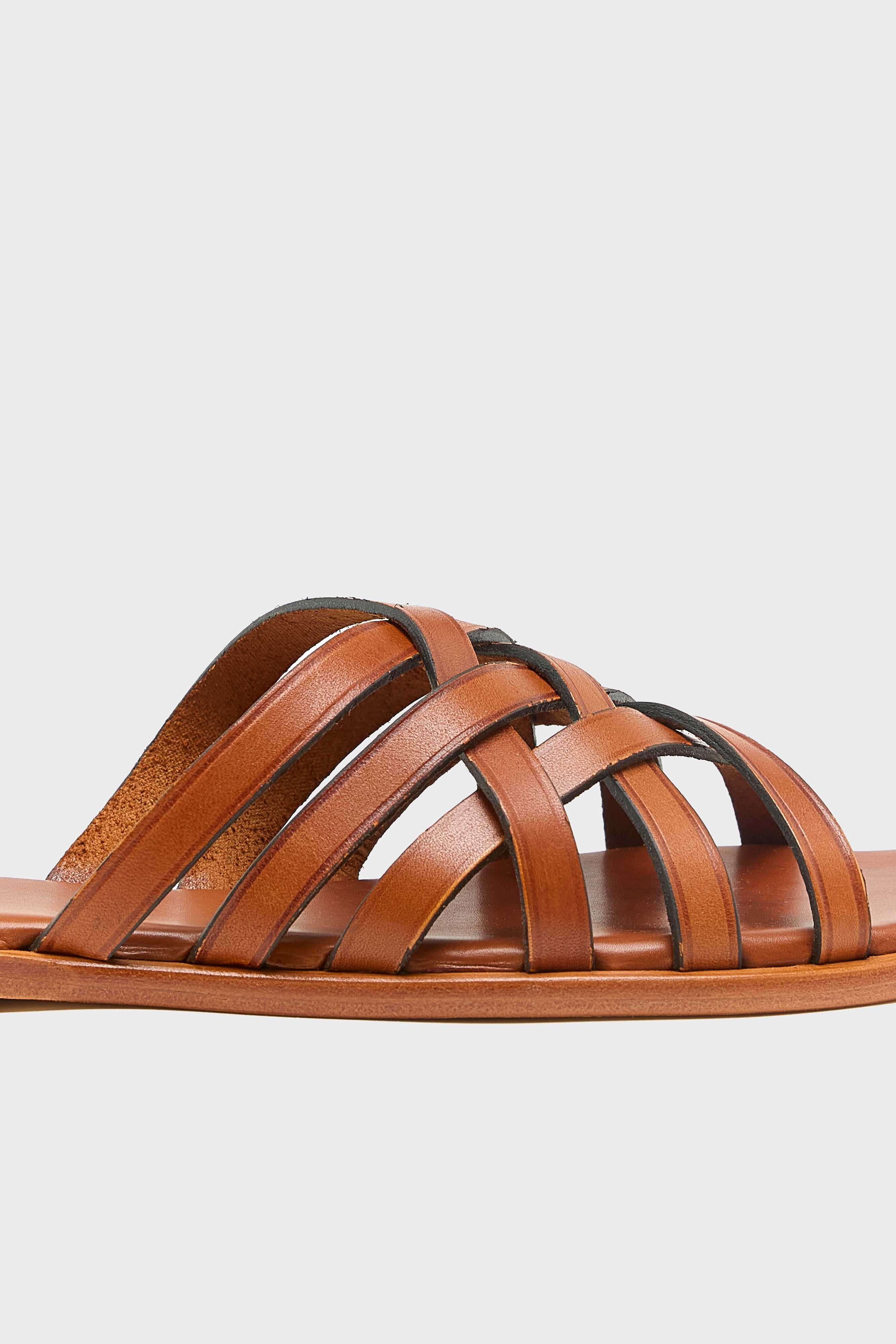 Cross Leather Sandals  (261 / W / BROWN)