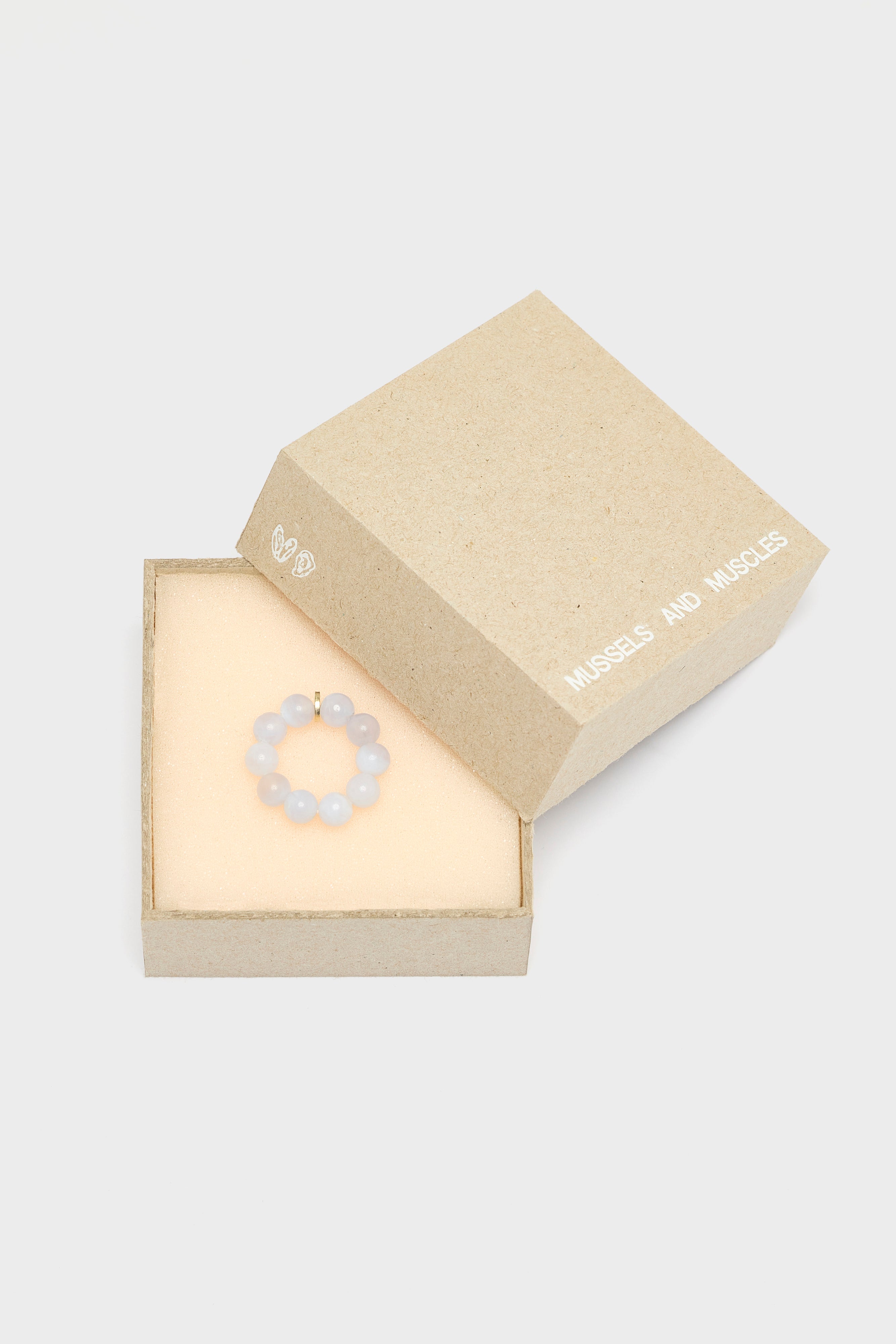 Chalcedony Spheres Ring  (252 / W / WHITE)