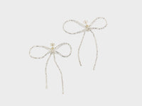 PURA UTZ Lace Bow Ear Stick Earrings  
